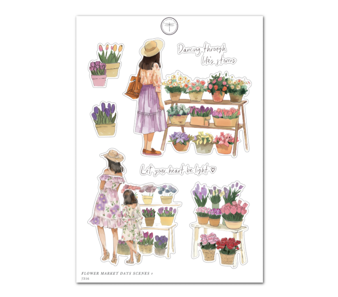 Flower Market Days Scenes 1 - Daily Journaling Sheet