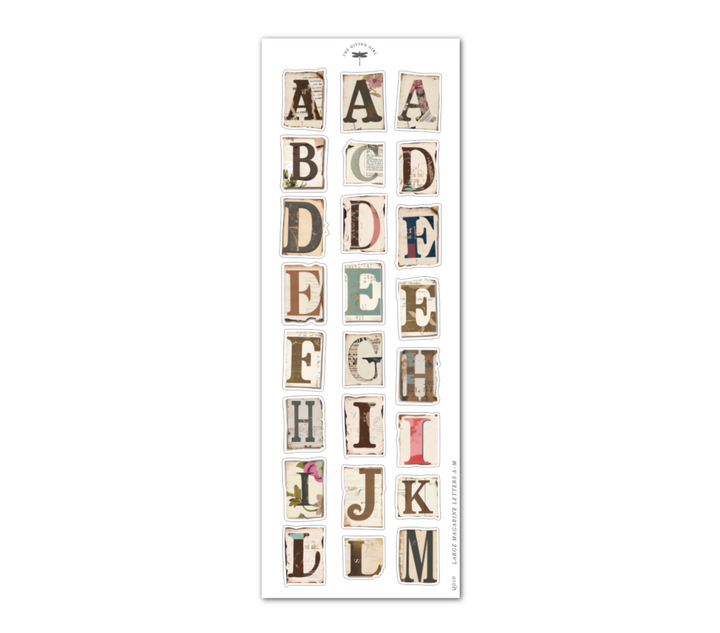 Large Magazine Letters A-M - Ephemera Stickers