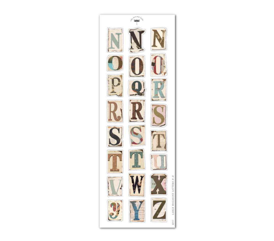 Large Magazine Letters N-Z - Ephemera Stickers