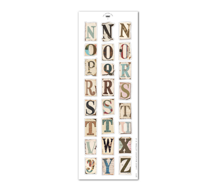 Large Magazine Letters N-Z - Ephemera Stickers