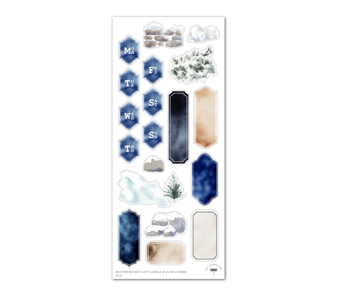 Winter Bucket List Labels and Date Covers