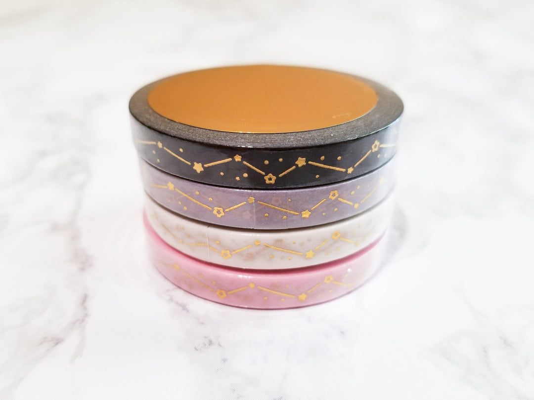 Starry Constellations - 7.5mm Washi Tape Set, Gold Foil