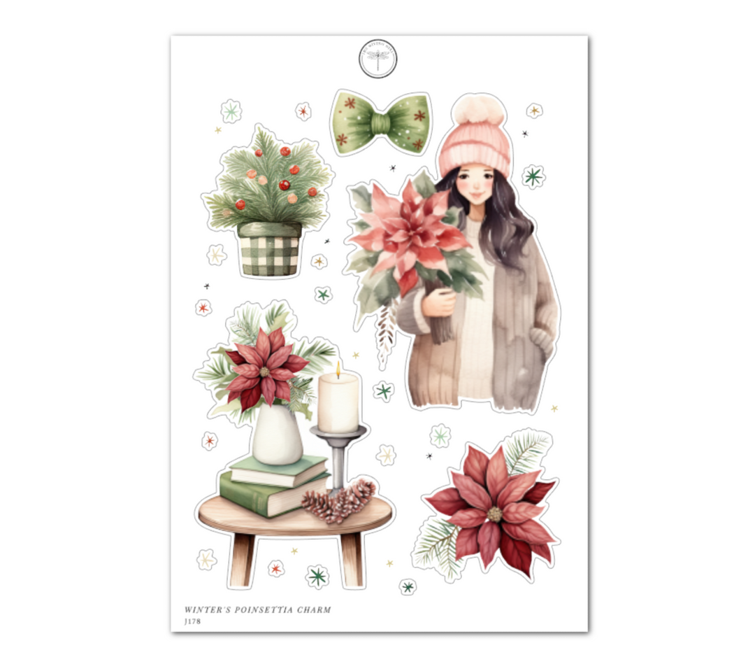 Winter's Poinsettia Charm - Daily Journaling Sheet