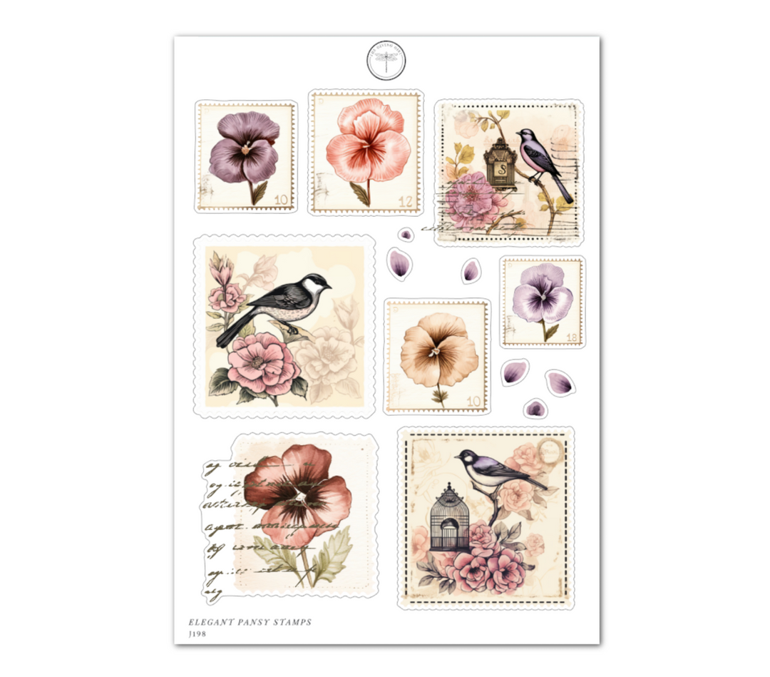 Elegant Pansy Stamps - Daily Journaling Sheet