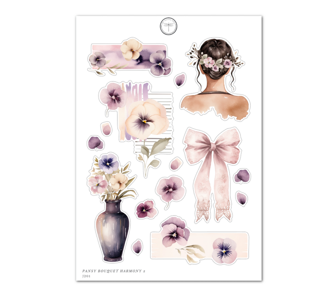 Pansy Bouquet Harmony 2 - Daily Journaling Sheet