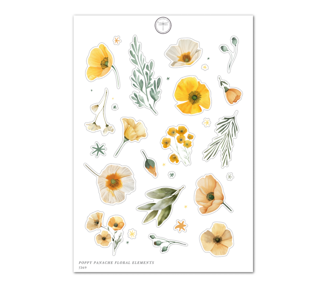 Poppy Panache Floral Elements - Daily Journaling Sheet