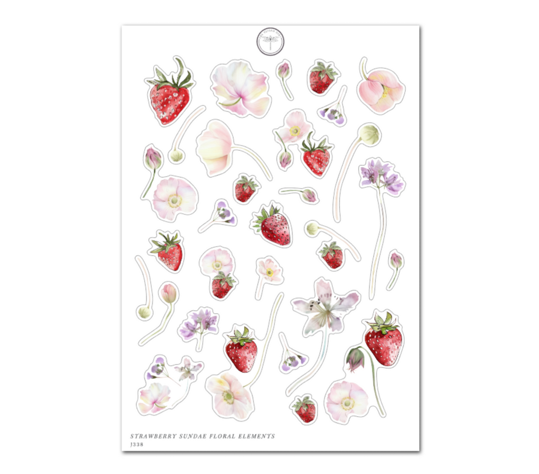 Strawberry Sundae Floral Elements - Daily Journaling Sheet