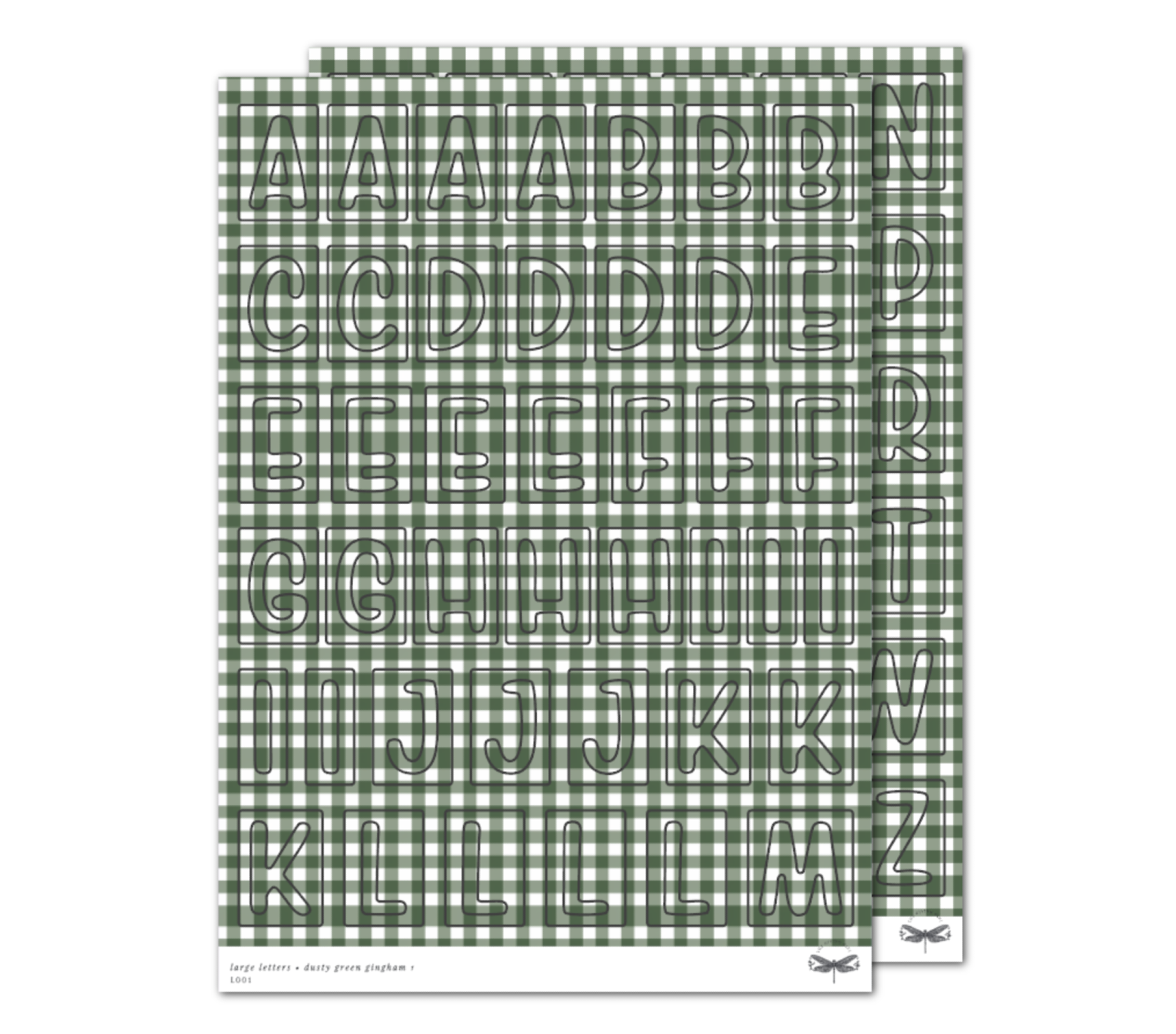 Large Letters • Dusty Green Gingham Set