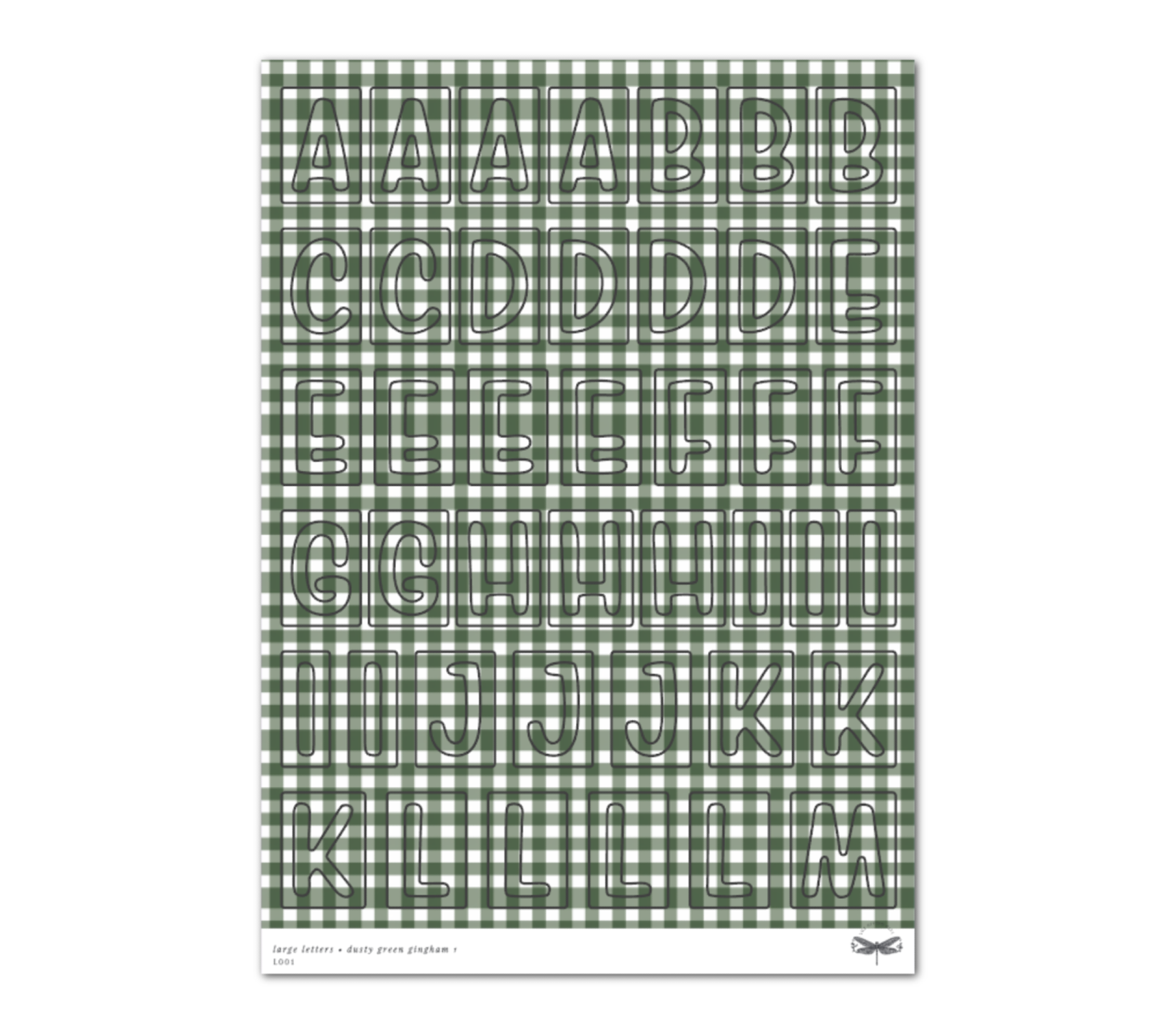 Large Letters • Dusty Green Gingham Set