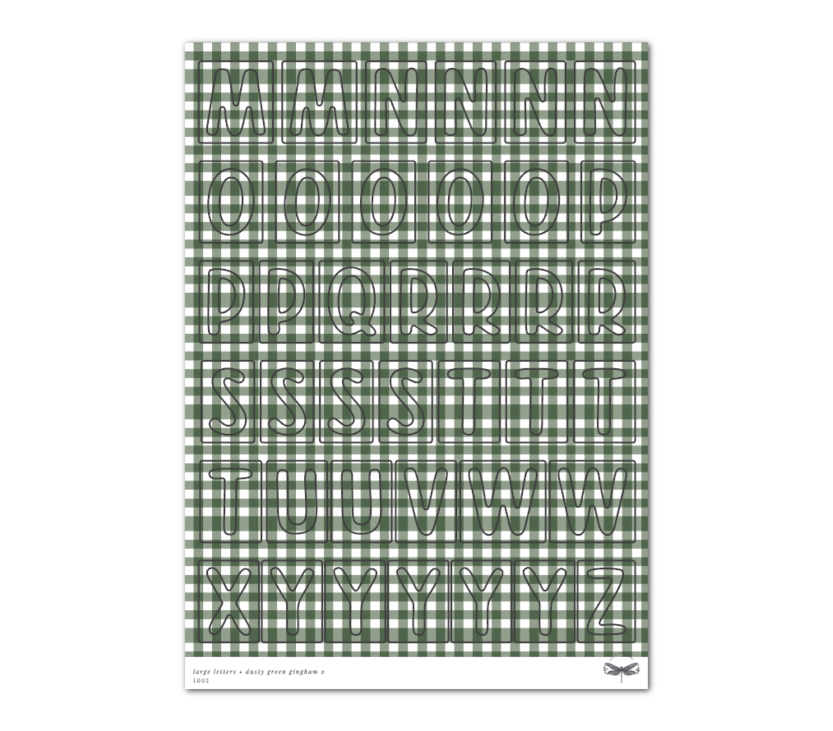 Large Letters • Dusty Green Gingham Set