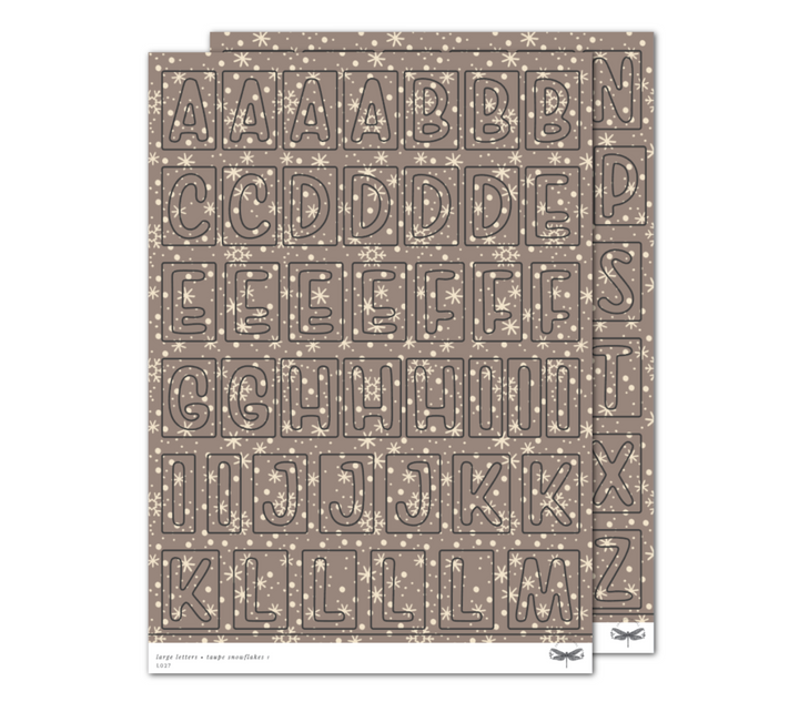 Large Letters • Taupe Snowflakes