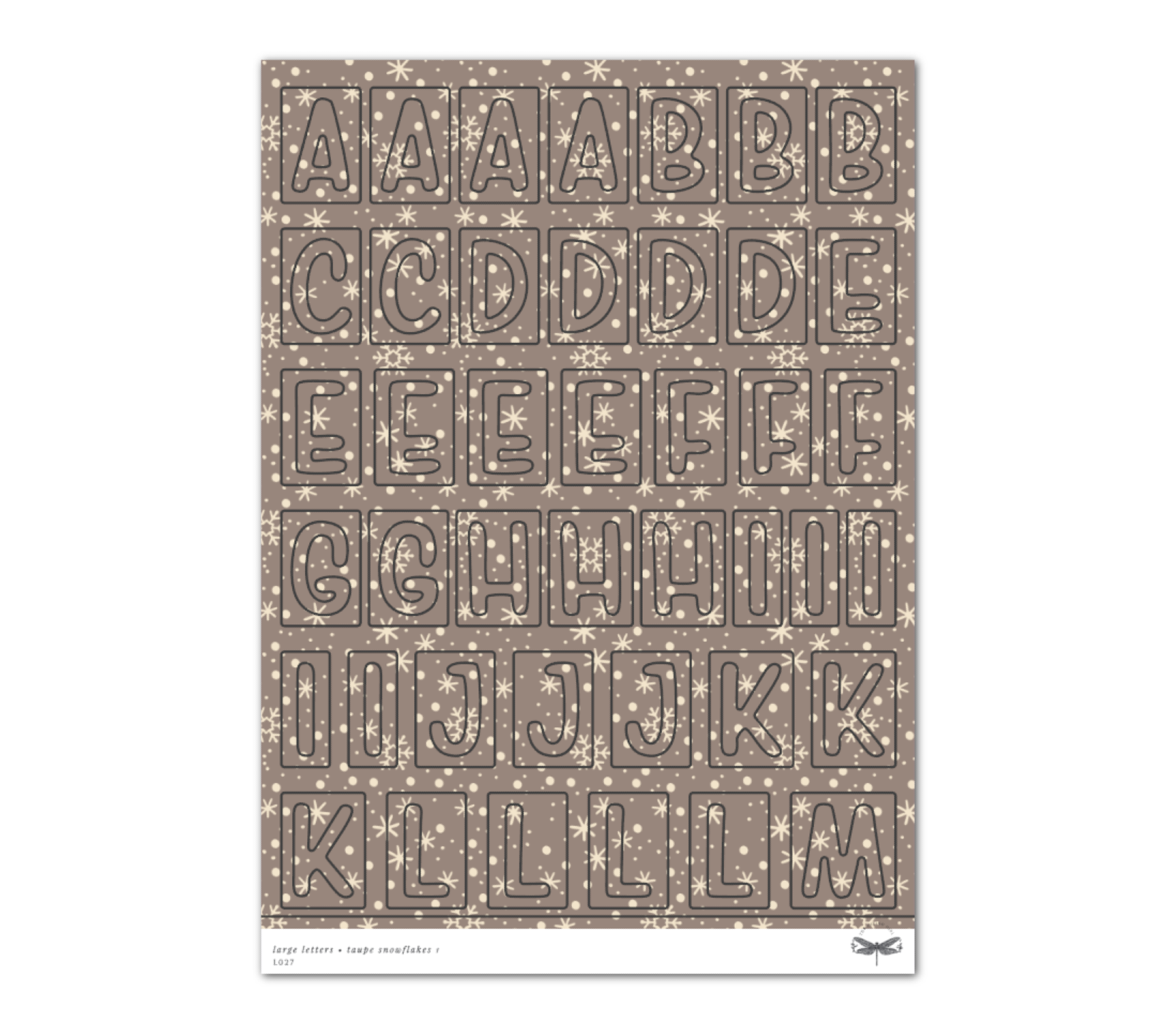 Large Letters • Taupe Snowflakes