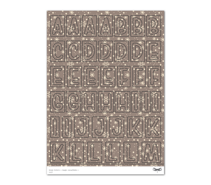 Large Letters • Taupe Snowflakes