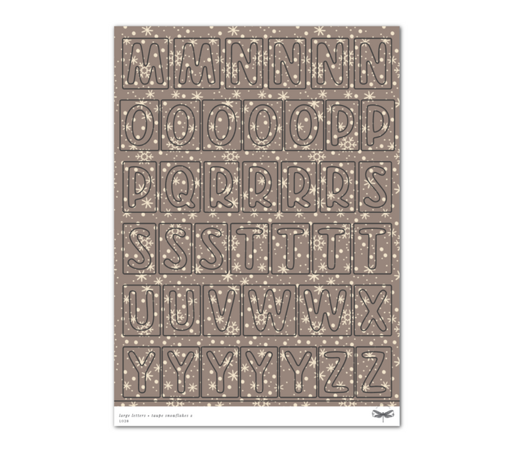 Large Letters • Taupe Snowflakes