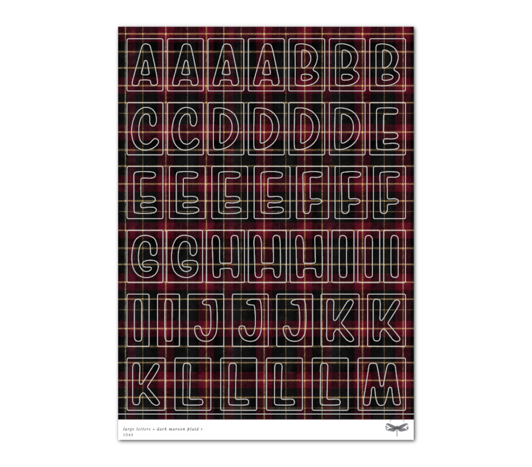 Large Letters • Dark Maroon Plaid