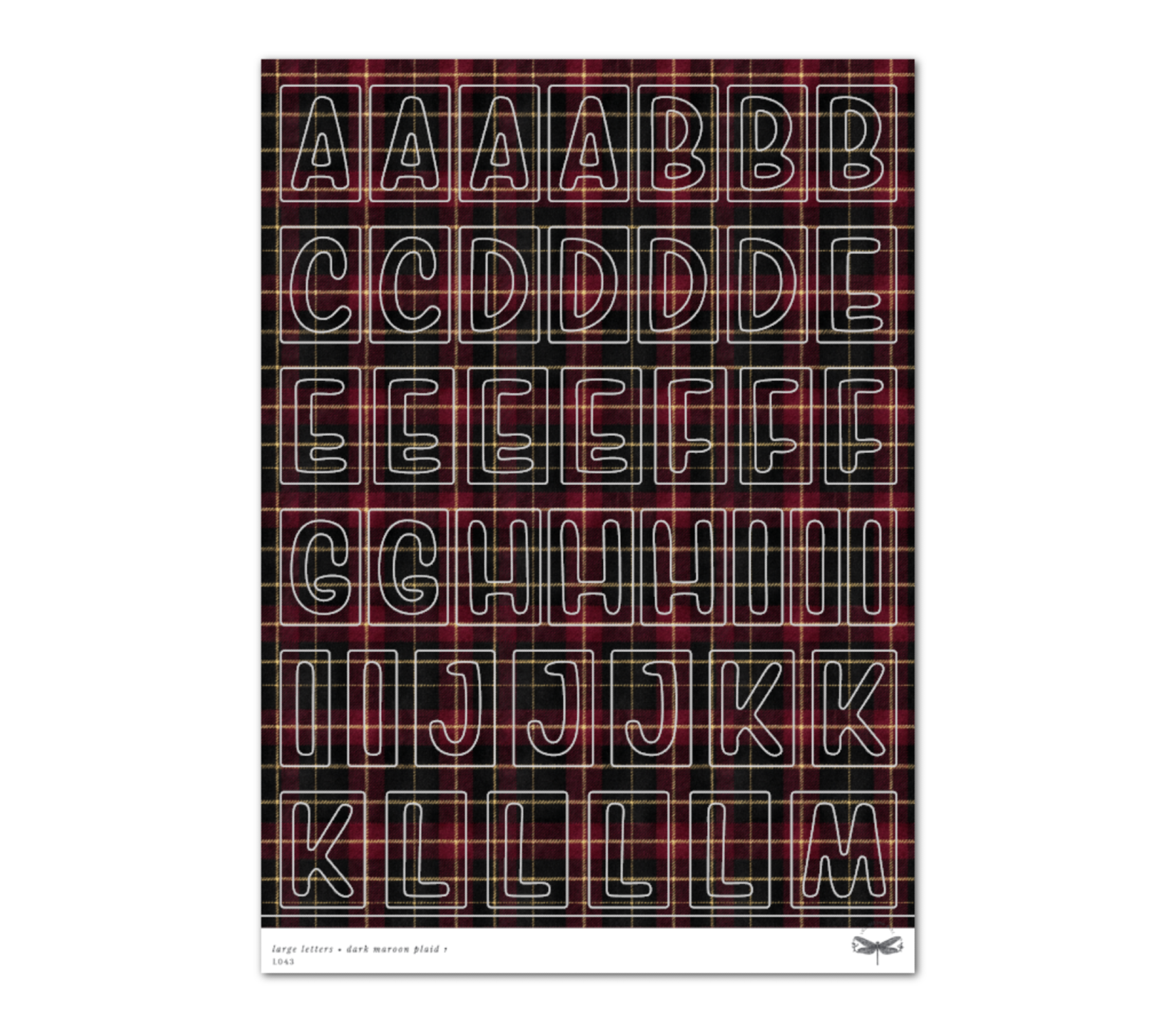 Large Letters • Dark Maroon Plaid
