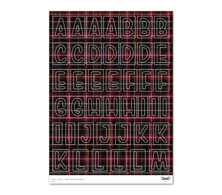 Large Letters • Dark Maroon Plaid