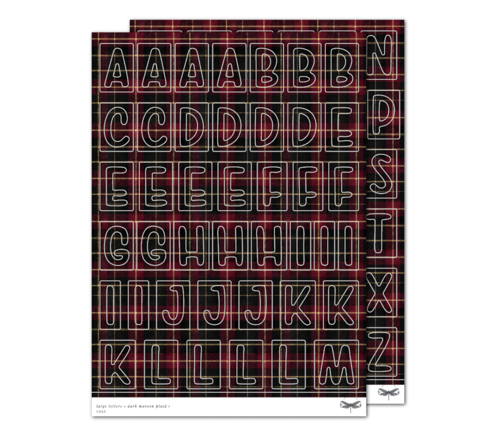 Large Letters • Dark Maroon Plaid