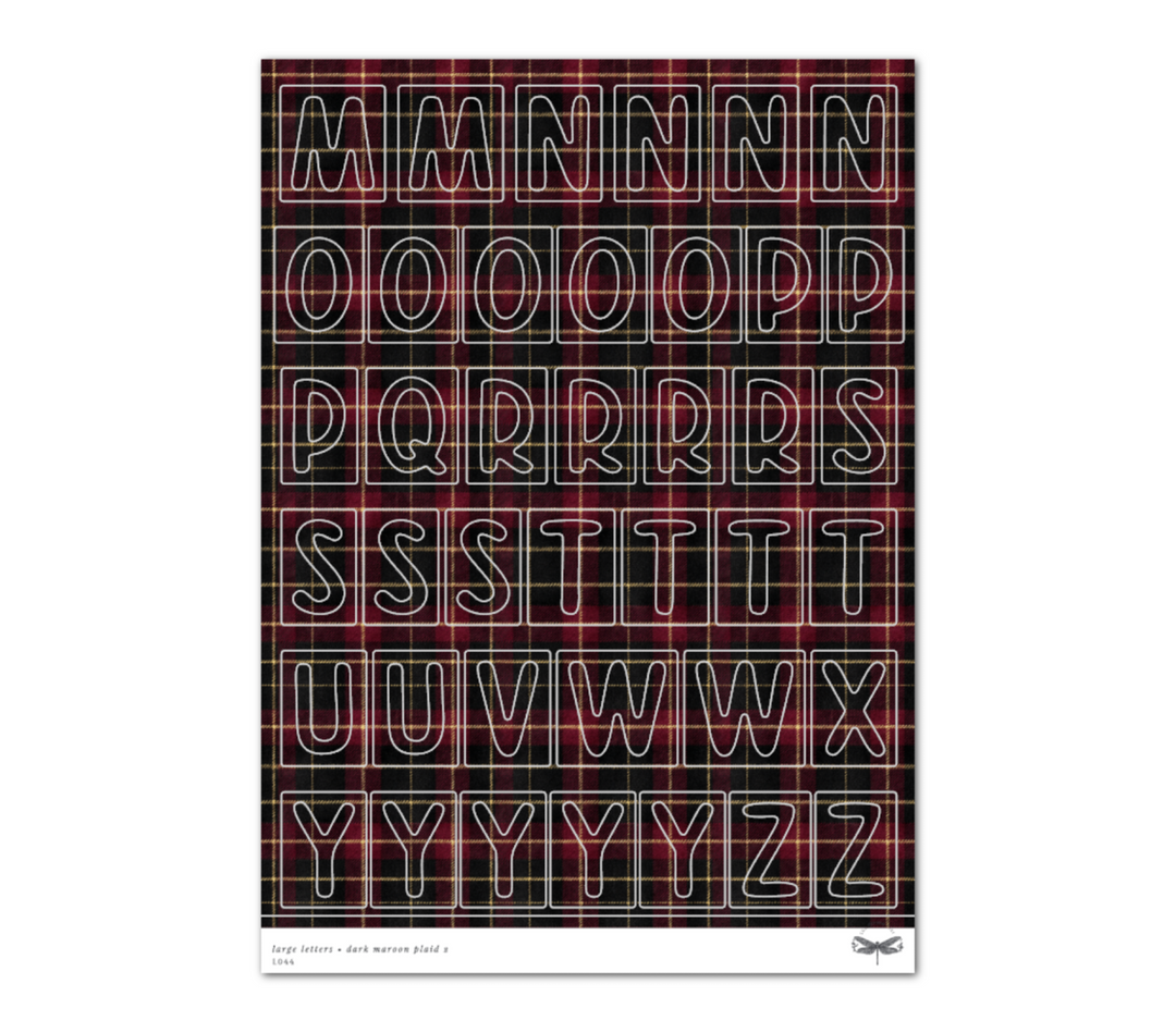 Large Letters • Dark Maroon Plaid