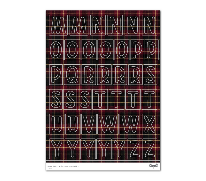 Large Letters • Dark Maroon Plaid