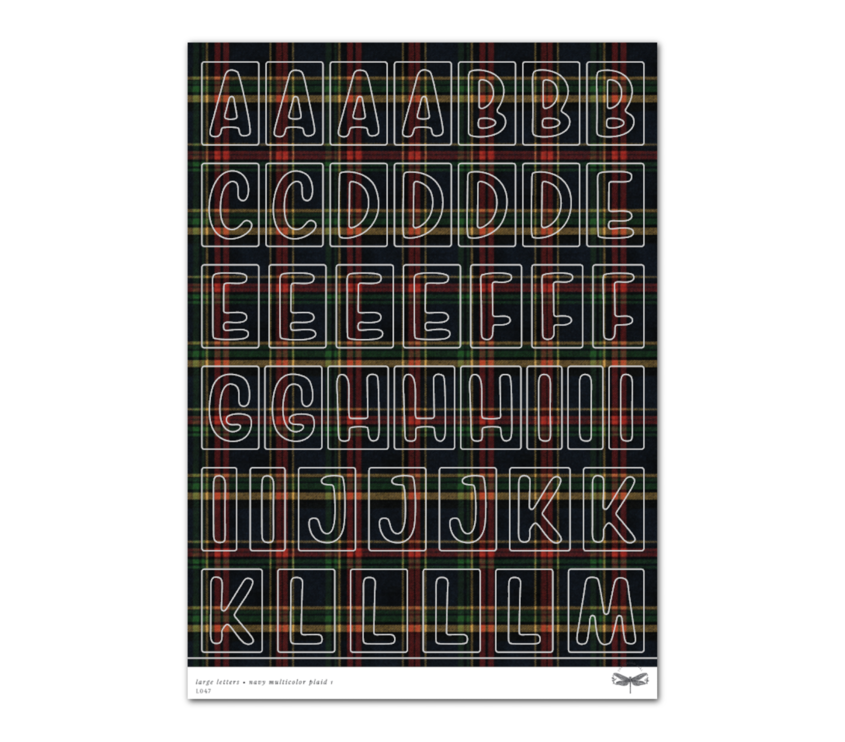 Large Letters • Navy Multicolor Plaid