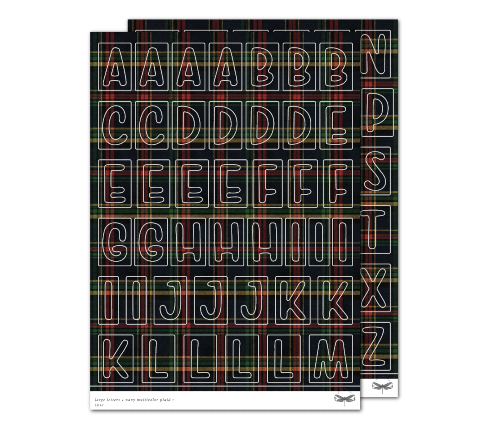 Large Letters • Navy Multicolor Plaid