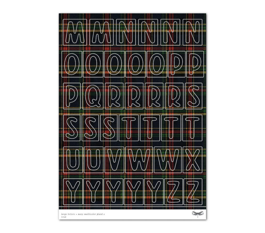 Large Letters • Navy Multicolor Plaid