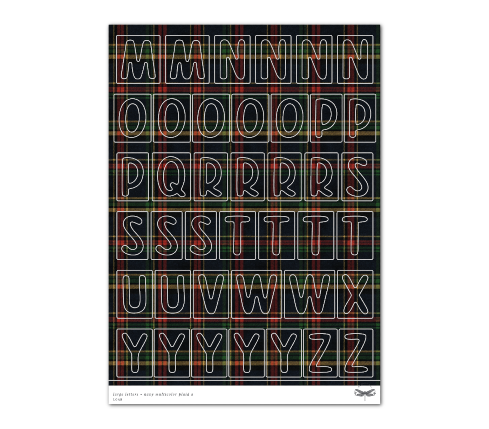 Large Letters • Navy Multicolor Plaid