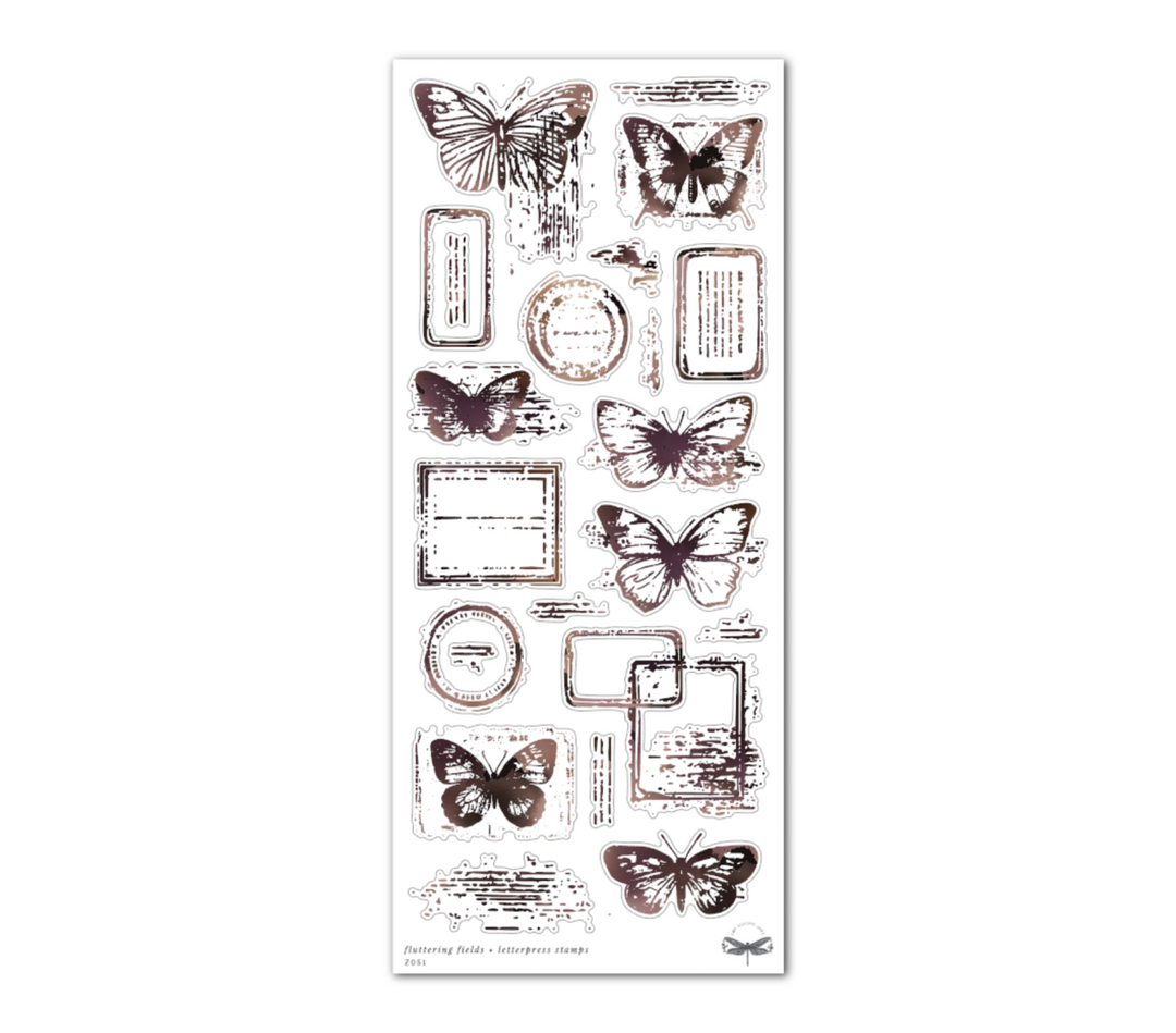 Fluttering Fields • Letterpress Stamps