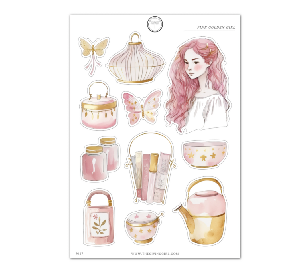 Pink Golden Girl - Daily Journaling Sheet
