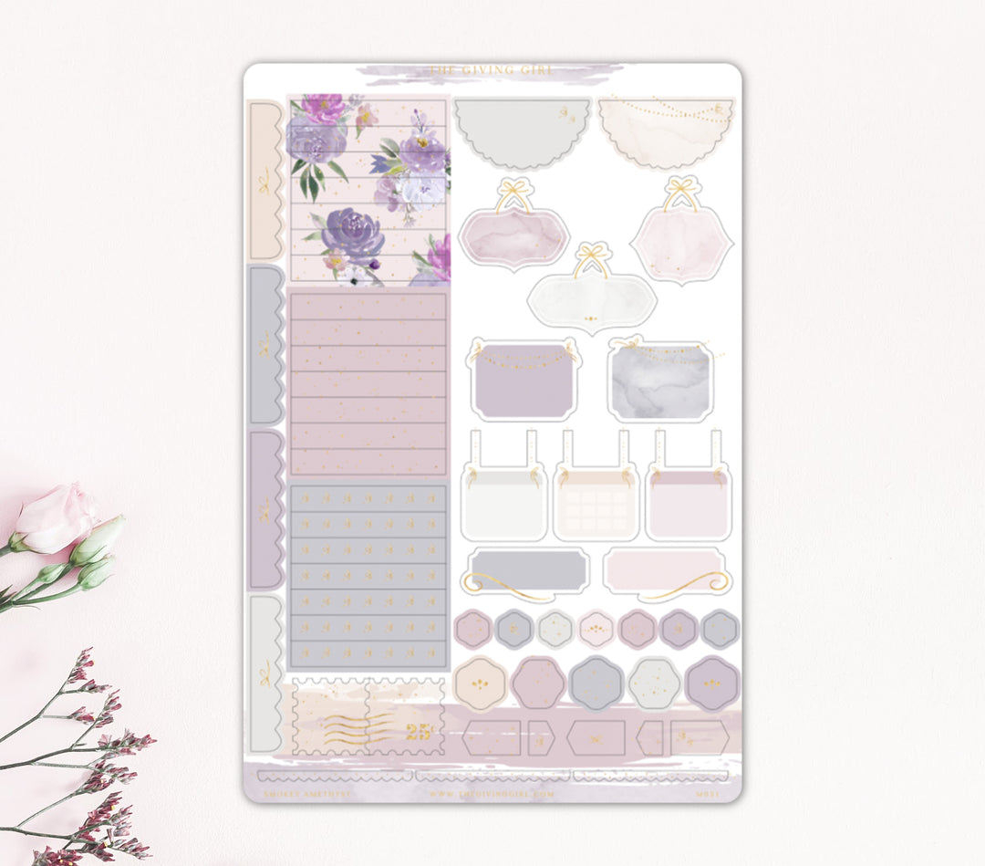 "Smokey Amethyst" Foiled Sticker Kit: 4 Pages