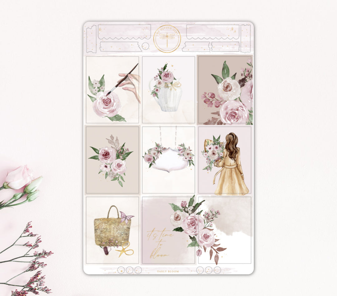"Early Bloom" Foiled Sticker Kit: 4 Pages