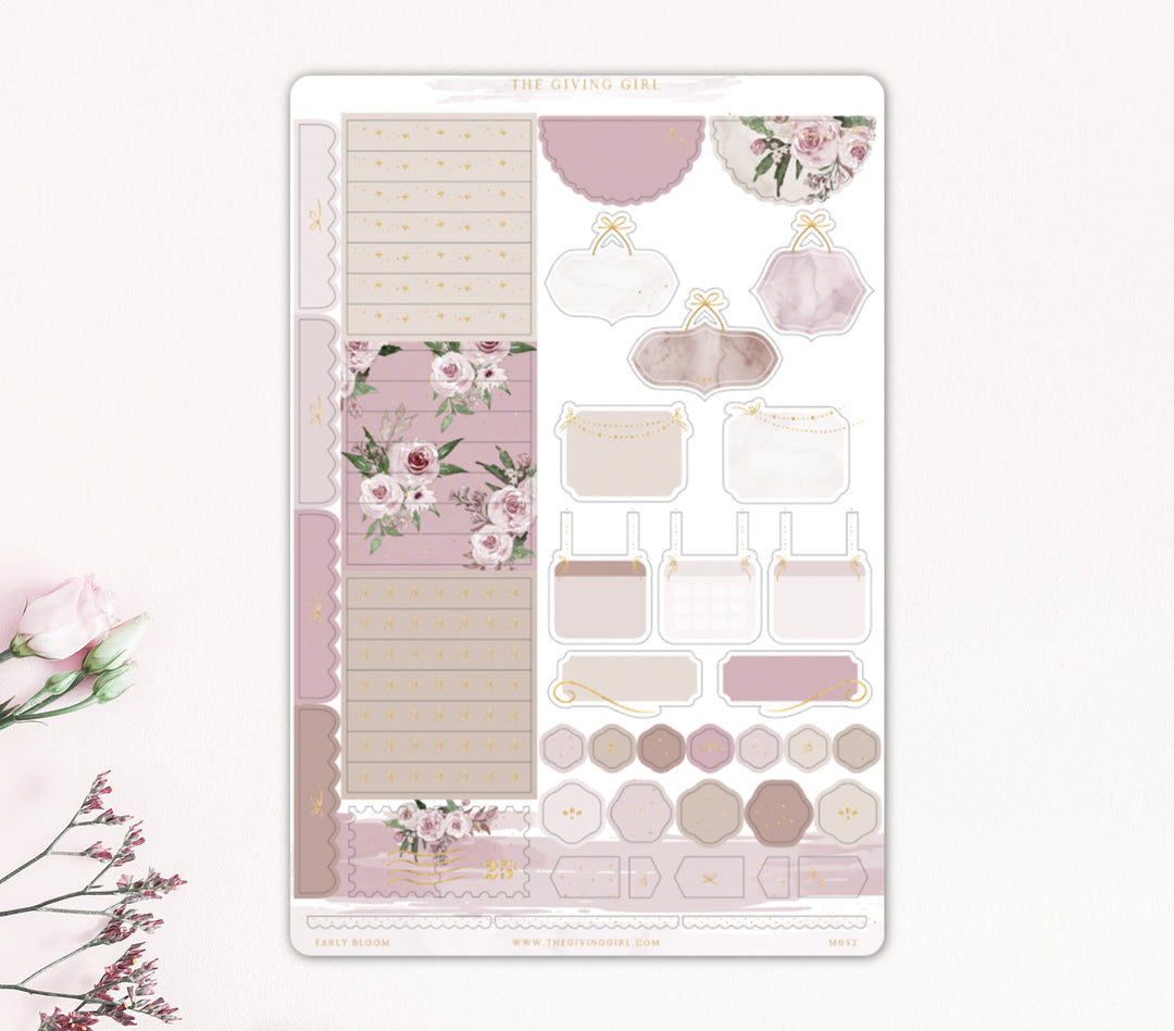 "Early Bloom" Foiled Sticker Kit: 4 Pages
